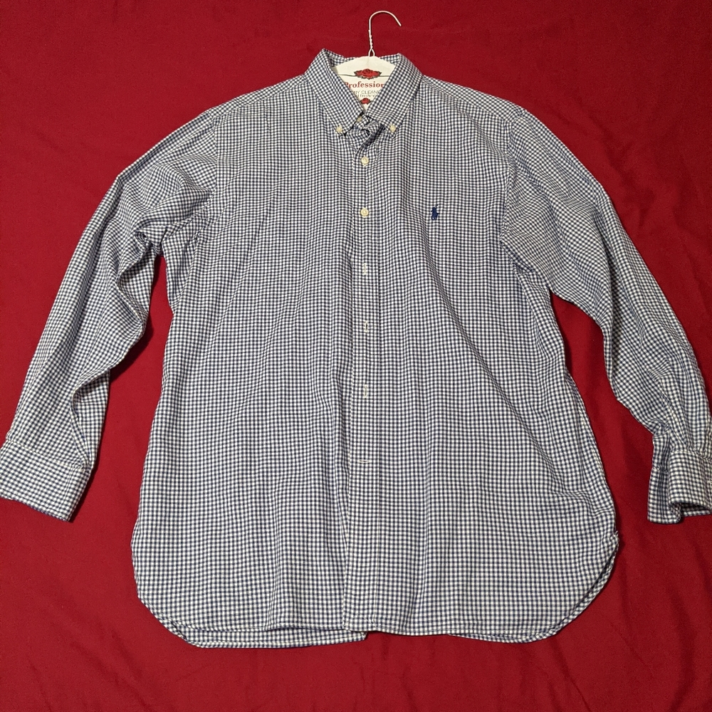 Ralph Lauren Men's gingham long sleeve button down dress shirt 16.5